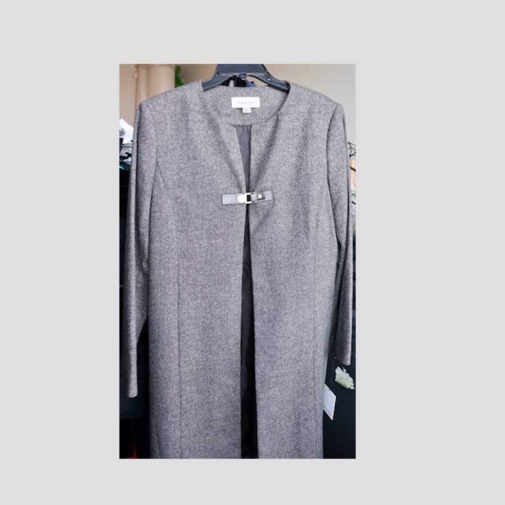 Calvin Klein Snap-Buckle Tweed Jacket